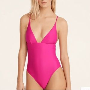 NWOT J. Crew Plunge One Piece Swimsuit Radiant Fuschia Pink